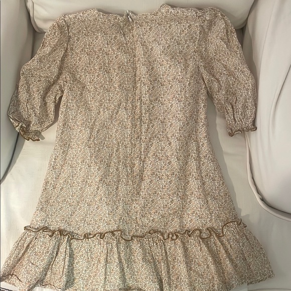 Cream Ruffled Puff Sleeve Dress - Picture 6 of 6
